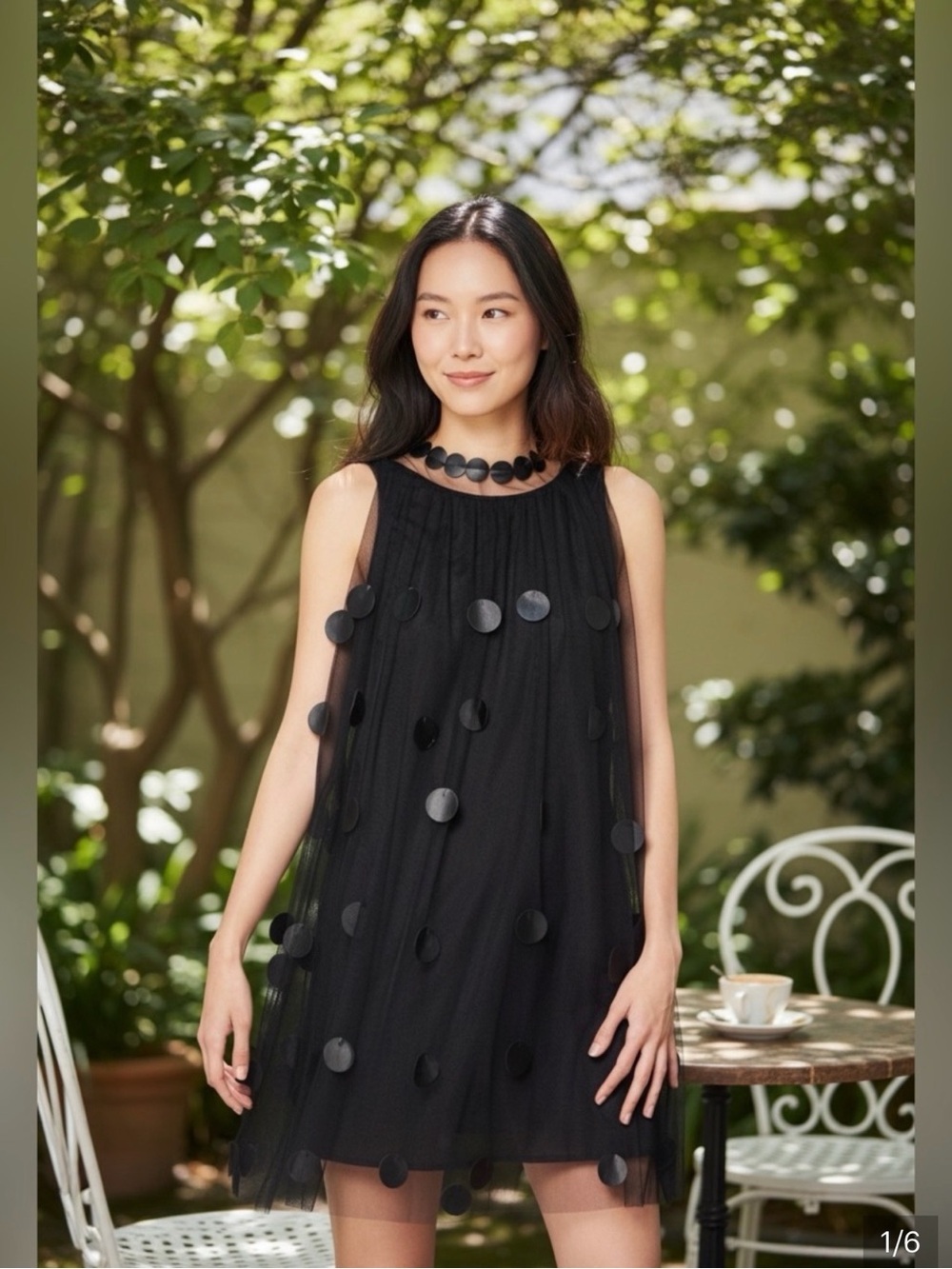 Black Tulle Dot Sleeveless Mini Dress - Brand Unspecified